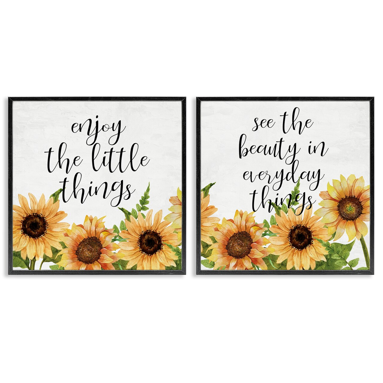 Stupell Industries Enjoy Motivational Sunflowers 2pc Framed Giclee Set By Kim Allen